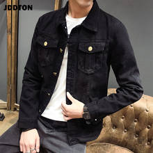JDDTON Mens Autumn Retro Jeans Jackets Casual Harajuku Fashion Vintage Denim Bomber Jacket Overcoats Streetwear Outerwear JE384 2024 - купить недорого