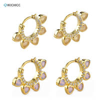 Kikichicc 925 Sterling Silver Gold Drop Earring Circle Milk Crystal CZ Opals Heart Loops Zircon Jewelry Wedding  Pendiente 2024 - buy cheap