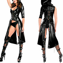 2021 Summer Sexy Woman Dress vestido de mujer femme robe Faux Leather Cloak Punk Gothic Dress Lace Up Cape Dress 2024 - buy cheap