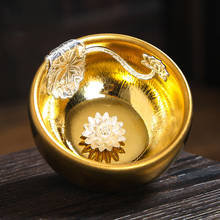 Tigela de chá de cerâmica, tigela de chá com reposição de tecido chinês kung fu para decoração de água prata tecelas artesanato presente de aniversário 2024 - compre barato