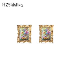 New Vintage Stud Earrings Colorful Painting Dandelion Rectangle Stud Earrings Handcraft Retro Jewelry Earrings Women Gifts 2024 - buy cheap