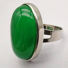 Pedra jad e verde da sorte, anel de dedo oval com pedra brilhante, tamanho 8-9, joias para presente, 1 peça x120 2024 - compre barato