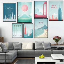 Pintura al óleo NT646, imagen minimalista de Río, Roma, Nueva York, ciudad del mundo, póster impreso, arte de pared, lienzo, decoración de la habitación del hogar 2024 - compra barato