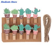 10pcs/lot Mini Memo Paper Clips Cute Plant Wood Clip Set Small Craft Photo Pegs Wooden Paper Clips Kawaii Stationery 2024 - compre barato