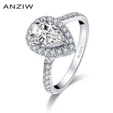 Anéis de prata esterlina 925 para idow, anéis com formato de pera de diamante simulado para casamento e noivado 2024 - compre barato