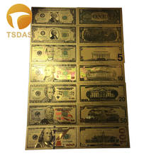 Real Gold Banknote Set USD 100/50/20/10/5 Notes Collection .999 Pure USD Bill 24K Gold Plated For Home Decor 2024 - buy cheap