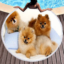 3D Cute Dog Puppy 150cm Round Microfiber Beach Towel Picnic Blanket Portable Outdoor Sport Kids Gift Yoga Mat T613 2024 - buy cheap