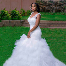 Vestido de noiva luxo, estilo sereia, com contas, gola em v, feito sob encomenda, preto, para mulheres 2024 - compre barato