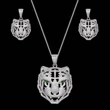 Zlxgirl jewelry Classic Men's jet Enamel tiger animal pendant with earring jewelry sets full zirconia wedding bridal bijoux VAZ 2024 - buy cheap