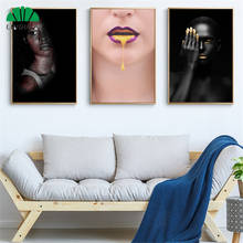 Arte abstrata para parede de menina, poster sexy com lábios, tela nórdica impressa, imagem para decoração de parede da sala de estar 2024 - compre barato