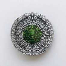 New Vintage Green Enamel Aztec Calendar Belt Buckle Gurtelschnalle Boucle de ceinture 2024 - buy cheap