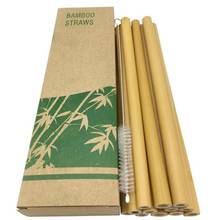 Canudos para bebidas de bambu natural com escova limpa, reutilizável, ecológico, para festa, cozinha, 12 unidades, drop shipping 2024 - compre barato