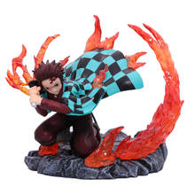 Action figure kimetsu no yaiba demon slayer nezuko tanjirou, efeito de fogo figura 15cm 2024 - compre barato