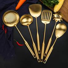 7PC Gold Stainless Steel Cooking Tools Spoon Fried Shovel Colander Spatula Ladle Kitchenware Kitchen Accessories Cocina 2024 - buy cheap