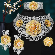 GODKI-Conjunto de joyería africana para mujer, gargantillas de lujo con flores, joyería de fiesta de boda, conjuntos de joyería de Dubái indio, 4 Uds., 2020 2024 - compra barato