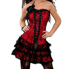 New style women sexy red black lace corset dresses full body overbust bustier corset with skirt gothic burlesque party corsets 2024 - buy cheap