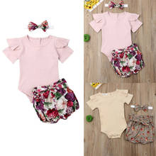 Newborn Infant Baby Girl Clothes Romper+Pants Clothes Outfit Jumpsuit Clothes Headband 2PCS Outfits Set Summer 2020 2024 - buy cheap