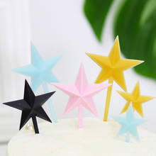 4 Pcs/Set Star Birthday Cake Topper Pink Blue Cupcake Topper Wedding Cake Topper Flags for Kids Birthday Party Cake Decorations 2024 - compre barato