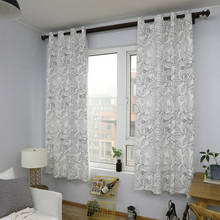 Cortina para janela de casa com detalhes florais, 140x215cm, cobertura para janela de baía, tecido blackout embutido 2024 - compre barato