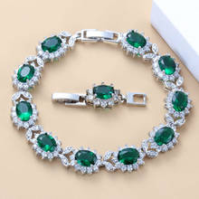 Pulsera de circón verde y blanco con flores de Color plateado para mujer, salud joyas de moda, caja joyería gratis SL122 2024 - compra barato