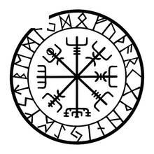 Car Sticker Personality Fashionable Creative Compass Rune Car Decoration Decal Creative Waterproof Black/White, 15cm*15cm 2024 - buy cheap