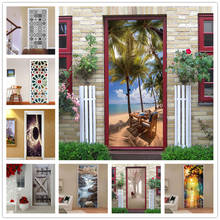 Door Sticker Tree Beach Waterproof Wallpaper for Doors Home Decor Living Room Bedroom DIY Self-adhesive Waterproof Mural Decals 2024 - buy cheap