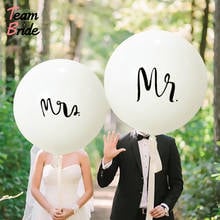 Team Bride-Globos de látex blancos para novia, suministros de fiesta de 36 pulgadas, Mr Mrs, para boda 2024 - compra barato