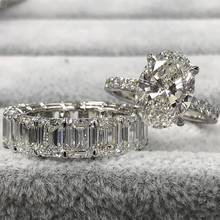 Женское кольцо из серебра 100% пробы, с бриллиантами в форме сердца 2024 - купить недорого