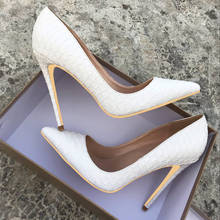 Sapatos brancos de marca com estampa de peixe, bico fino sexy 12cm, salto alto plus size yg021 chenser9 2024 - compre barato