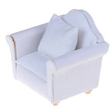 Sofá branco para bonecas, modelo 1/12, com almofada traseira, mini sofá, cadeira, móveis, brinquedos para decoração de casa de boneca, acessórios em miniatura 2024 - compre barato