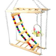 Puxador de madeira para hamster, brinquedo pequeno de estimação, escada, suporte, plataforma, acessórios de gaiola 2024 - compre barato