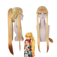 Anime Demon Slayer Kimetsu no Yaiba cosplay wig Women Cosplay Costume Agatsuma Zenitsu long Synthetic Hair Wigs + wig cap 2024 - buy cheap