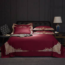 Luxury 100S Premium Egyptian Cotton Gold Royal Embroidery Bedding Set Double Duvet Cover Set Bed Linen Pillowcases Home Textile 2024 - buy cheap
