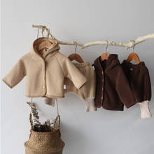 Conjunto de roupas de primavera para bebês, conjuntos com calças e casaco de manga longa em cor pura com capuz para meninos e meninas 2024 - compre barato