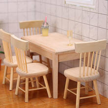 1/12 Miniature Dollhouse Furniture Wooden Dining Table And Chair Pretend Play Simulation Furniture Toys 2024 - buy cheap