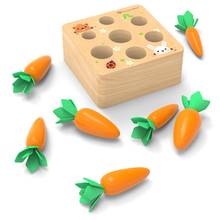 Wooden Block Pulling Carrot Game Montessori Cognition Ability Set Toys for Child Shape Matching Early Education Gifts 2024 - buy cheap