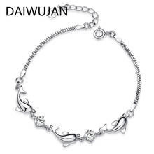 Daiwujan golfinho ametista bracelete para mulheres 925 prata esterlina roxo zircônio cristal joia festa presente de dia das bruxas 2024 - compre barato