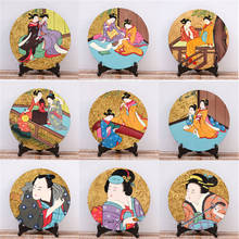 Pintura decorativa de sushi, decoración de artesanías japonesas redondas de madera para habitación, tienda de sushi, restaurante, cafetería, bar, cocina, hogar 2024 - compra barato