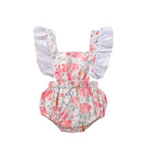 Kawgeett-body de verão para bebês, meninas, rosa, estampa floral, feminino, manga curta, encosto com laço, roupas infantis 2024 - compre barato