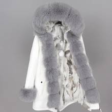 2019 натуральный мех белая хлопковая куртка зимняя женская меховая куртка парка натуральный мех кролика теплая парка 2024 - купить недорого
