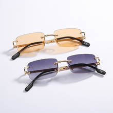 Vintage Square Rimless Sunglasses Women 2021 Luxury Brand Designer Travel Small Rectangle Gradient Sun Glasses Fashion Eyewear 2024 - buy cheap