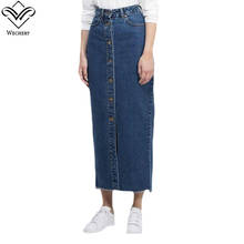 Джинсовая юбка Wechery для мусульманских женщин, джинсовые юбки, синяя длинная одежда, мусульманская турецкая исламская одежда для Ближнего Востока 2024 - купить недорого