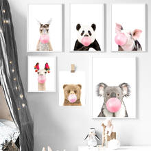 Koala Panda Bear Kangaroo Balloon Wall Art Canvas Painting Nordic Posters And Prints Animals Wall Pictures For Kids Room Decor 2024 - buy cheap