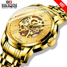 HAIQIN Full Gold Mechanical Mens watch skeleton wristwatch mens watches top brand luxury watch men waterproof Reloj hombres 2019 2024 - buy cheap