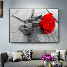 Pintura en lienzo de rosa roja moderna para decoración del hogar, carteles e impresiones, arte Floral de pared HD, sala de estar imagen para, Cuadros 2024 - compra barato