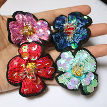 1pc Handmade flower rhinestone beaded patches for clothing DIY sew patch embroidered applique decorative sequins Parches 2024 - buy cheap