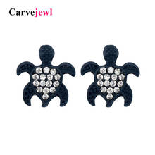 Carvejewl turtle stud earrings glass rhinestone cute small tortoise stud for women jewelry girl gift new fashion korean earring 2024 - buy cheap