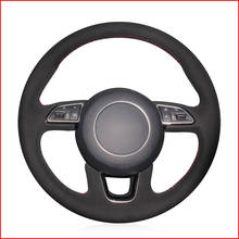 Black Suede Hand Sew Comfortable Soft Steering Wheel Cover for Audi Q3 (8U) 2011-2018 Q5 (8R) 2012-2017 Q7 (4L) 2011-2015 SQ5 2024 - buy cheap