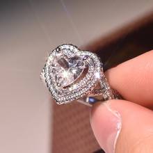 Mengyi anéis de casamento em forma de coração romântico, moda feminina, de zircônia, anéis de noivado, luxo, joias, presente para festa 2024 - compre barato