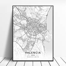 Black White World City Map Bilbao Gijon Barcelona Valencia Algeciras Ourense Spain Map Poster Picture Art Canvas Painting Decor 2024 - buy cheap